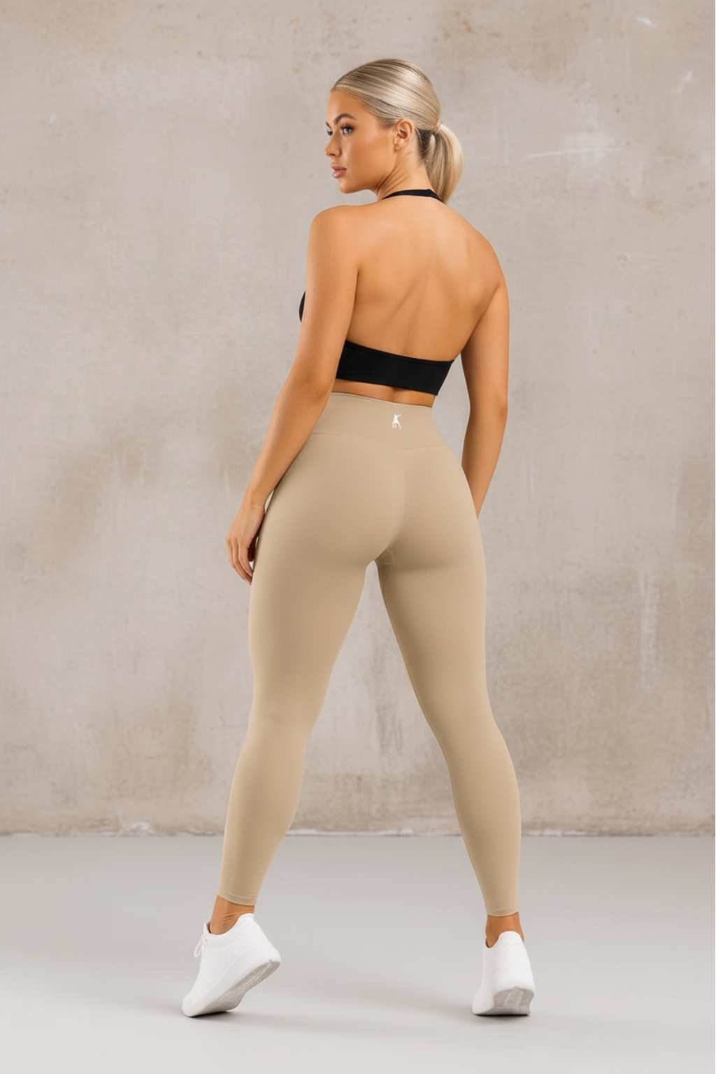 Leggings froncés beiges