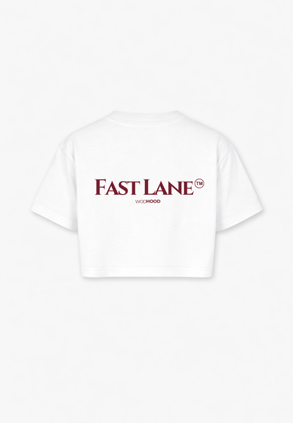PRE - ORDER - FAST LANE OVERSIZED CROP TOP B/W