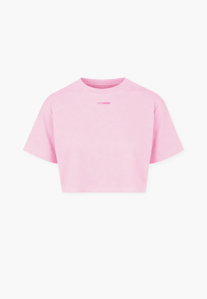 LIMITED DROP - HVY SHT PINK OVERSIZED CROP TOP