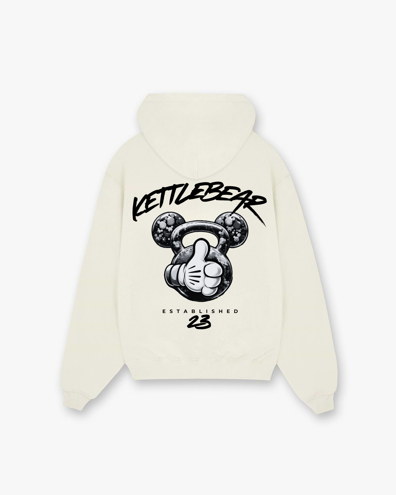 PRÉCOMMANDE - SWEAT À CAPUCHE SURDIMENSIONNÉ NOIR ET BLANC KETTLEBEAR23