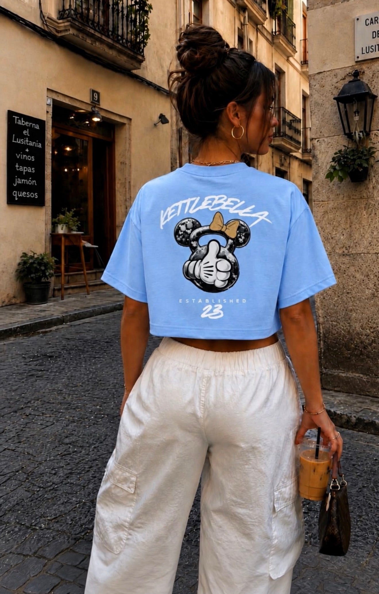 LIMITED DROP - KETTLEBELLA23 OVERSIZED CROP TOP BLUE