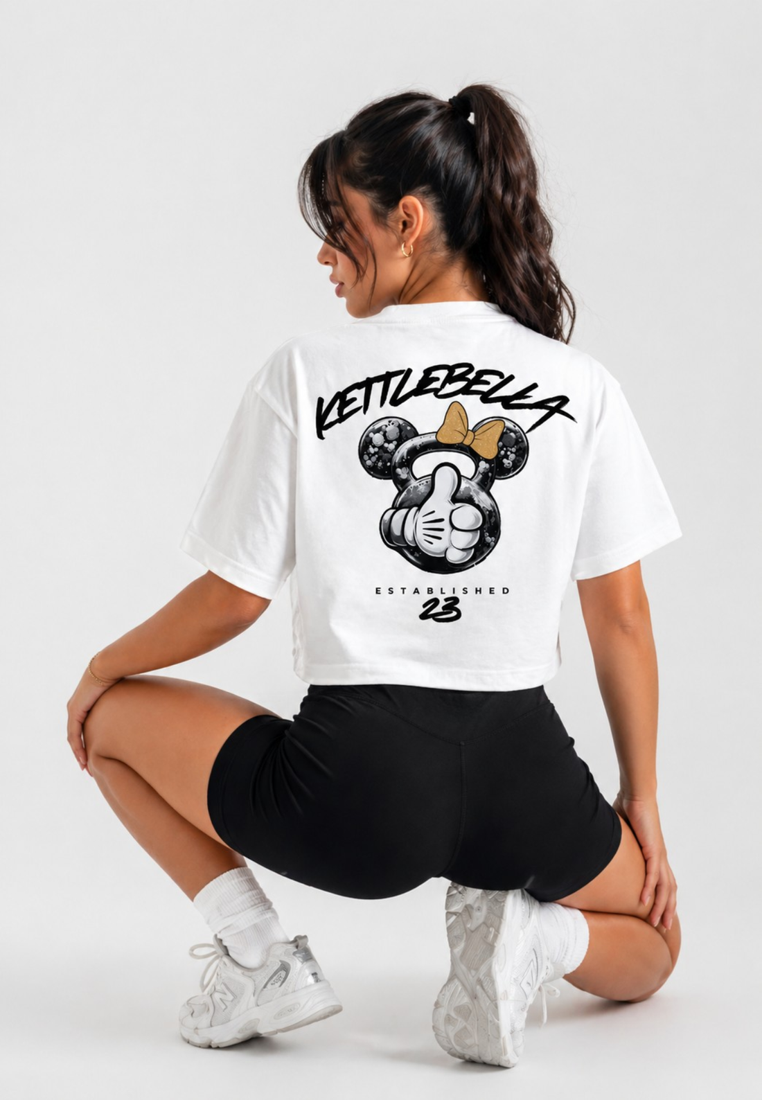 LIMITED DROP - KETTLEBELLA23 OVERSIZED CROP TOP WEISS