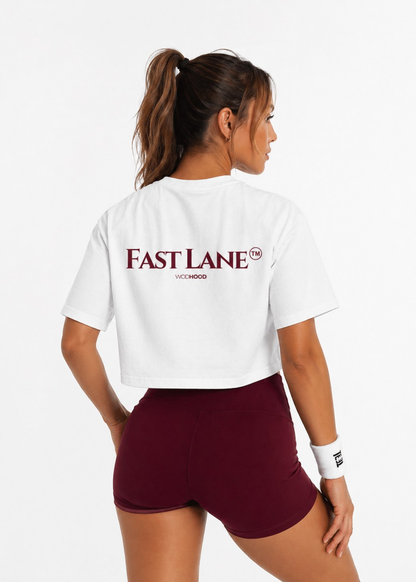 LIMITED DROP - FAST LANE OVERSIZED CROP TOP B/W