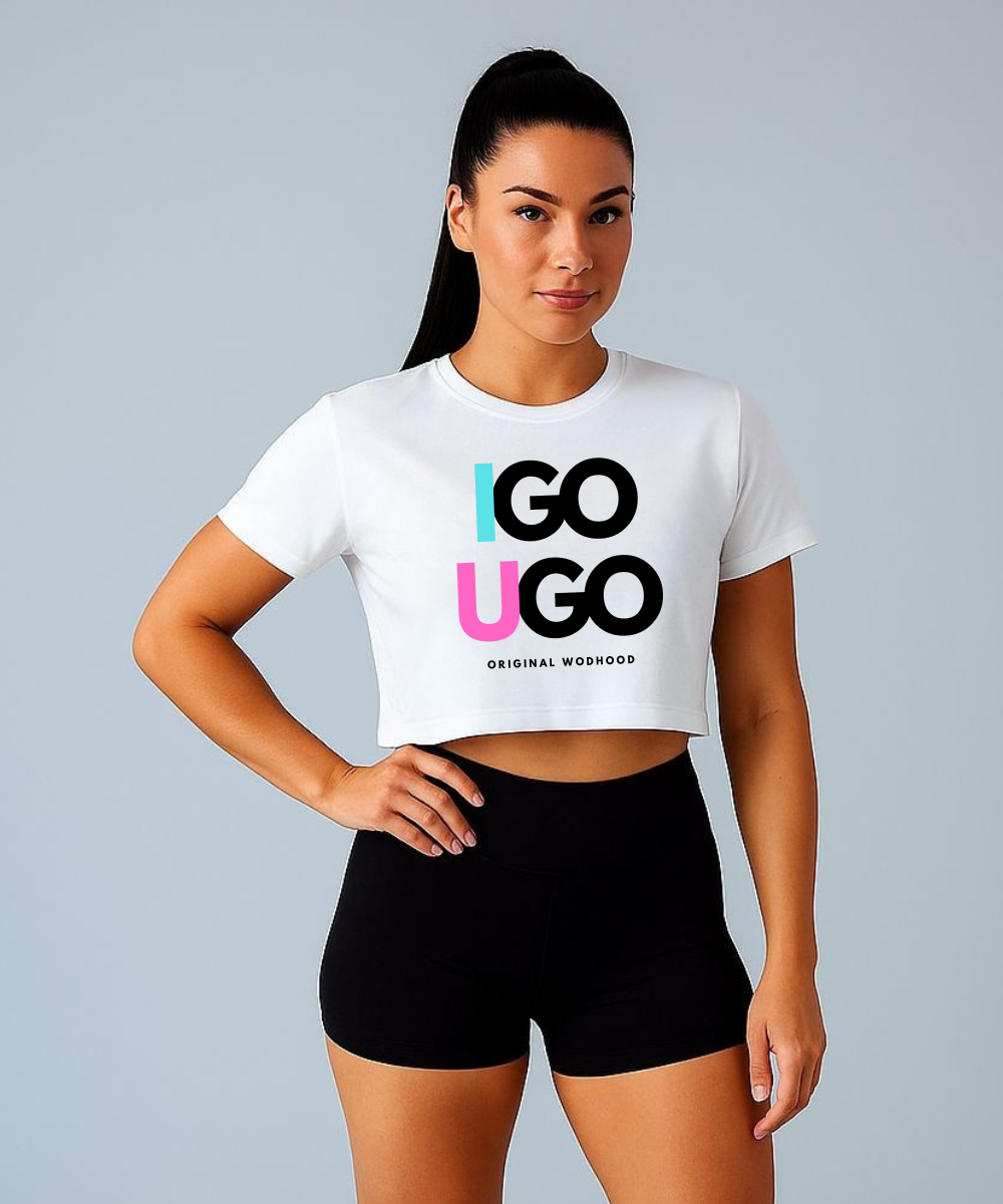 Wodhood I GO YOU GO B/W Oversized Crop Top
